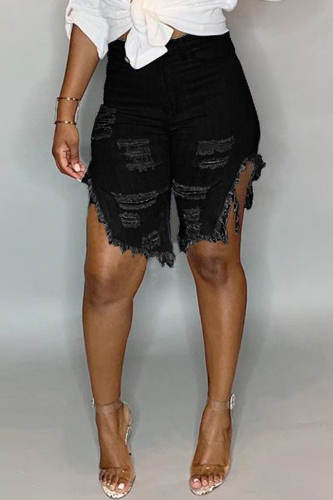 Black Fashion Casual Mid Waist Jeans