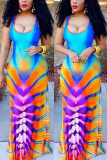 Multicolor Sexy Fashion Printing Sling Long Dress