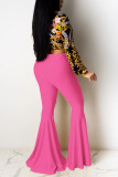 Fluorescent green Sexy Fashion Casual Lotus Leaf Trousers