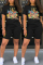 Black Fashion Casual Cartoon Printed T-shirt Shorts Set