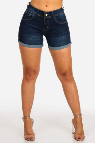 Blue Fashion Sexy Mid Waist Denim Shorts