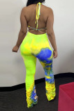 Yellow Sexy Fashion Printed Trousers Two-piece Set