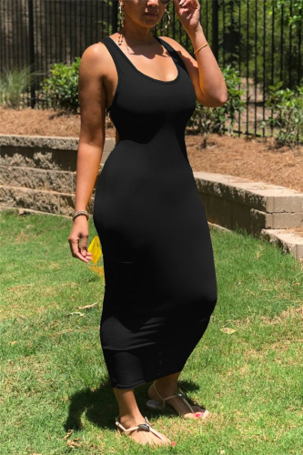 Black Fashion Sexy Sleeveless Long Dress
