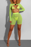 Green Sexy Perspective Mesh Swimsuit Set