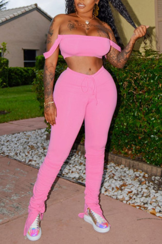 Pink Sexy Fashion Trousers Two Piece Set
