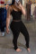Black Sexy Fashion Suspender Top Trousers Two-piece Set