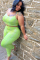 Green adult Ma'am OL Fashion Slip Patchwork Two Piece Suits Solid Stitching Plus Size Two Piece