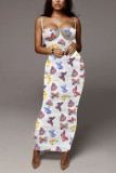 Butterfly Sexy Fashion Printed Sling Long Dress