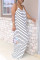 White Fashion Casual Striped Sleeveless Loose Dress