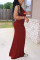 Wine Red Fashion Casual Printed Sleeveless Dress