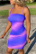BluePurple Sexy Fashion Printed Sling Slim Dress