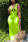 Fluorescent green Fashion Letter Printed Sleeveless Long Dress