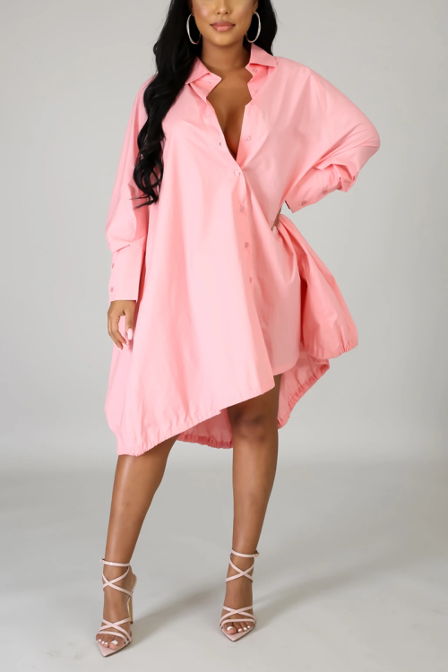 White Fashion Casual Long Sleeve Loose Dress