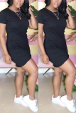 Black Fashion Casual Short Sleeve Slim Dress