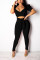 Black Fashion Sexy HOLLOWED OUT Patchwork Solid Straight Two-piece Pants Set