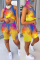 BlueTie-dye Fashion Print Sleeveless Top Shorts Set