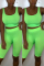 Fluorescent green Casual Vest Top Pants Sports Set