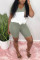 Pink Milk Silk Sexy Patchwork Two Piece Suits Straight Short Sleeve Two-Piece Short Set