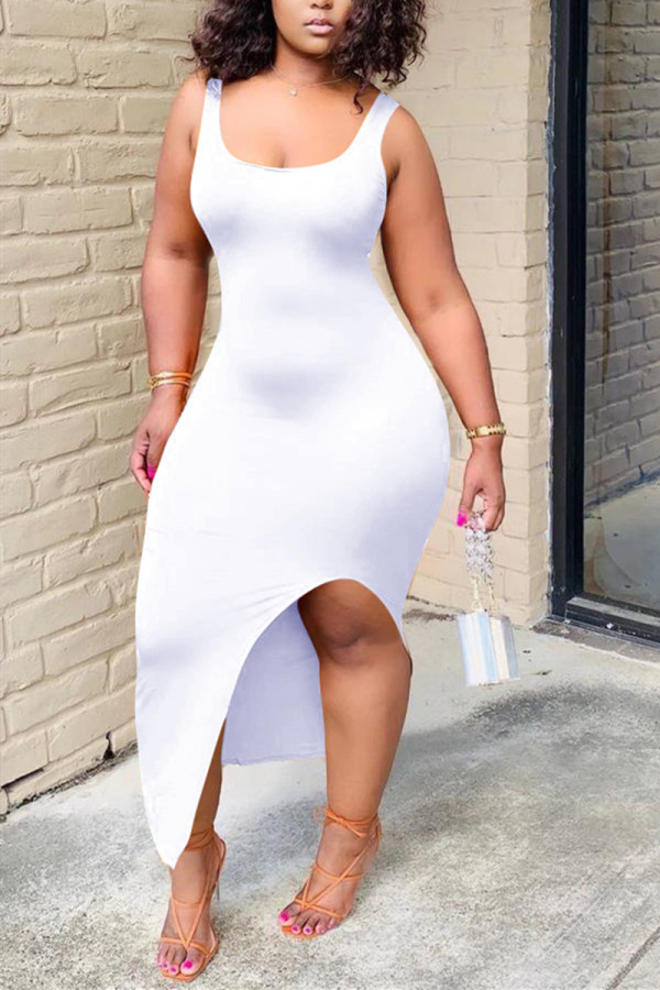White Sexy Fashion Tight Sleeveless Dress