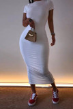 Cyan Fashion Casual Short Sleeve Slim Dress