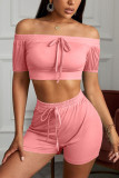 Pink Fashion Casual Shorts Sports Two-piece Set