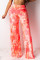 Pink Fashion Casual Printed High Waist Trousers（With Mask）