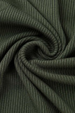 Black Fashion Casual Print Slit Turndown Collar Long Sleeve Dresses