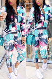 Color Casual Printed Long Sleeve Trousers Sports Set