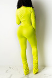 Yellow Sexy Fashion V-neck Skinny Jumpsuit