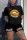 Black Fashion Casual Lips Printed T-shirt Set