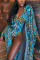 Blue Fashion Sexy Printed Capes And Bikinis Swimwear