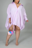 LilacPurple Fashion Casual Long Sleeve Loose Dress