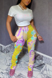 Colorful Fashion Casual Printed Slim Trousers