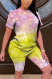 ColorfulYellow Fashion Casual Printed T-shirt Shorts Set
