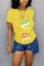 Yellow Stylish Sweet Letter Digital Positioning Print T-shirt