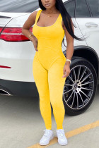 Yellow Sexy Fashion Sleeveless Tank Jumpsuit