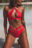 Red Sexy Fashion Hollow Swimsuit Set