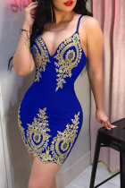 Royal blue Sexy Patchwork Mini Dress