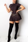 Black Fashion Sexy Short Sleeve Skirt Set