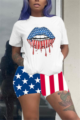BlueRed Fashion Casual Printed T-shirt Shorts Set
