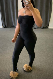 Black Sexy Fashion Strapless Tight Jumpsuit