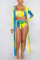 Yellow Fashion Sexy Printed Beach Swimsuit Set