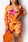 Orange Sexy Casual Printed Two-piece Set