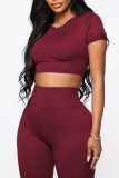 Wine Red Fashion Casual Sports Two-piece Set