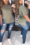 Army Green Fashion Casual Loose Short-sleeved T-shirt