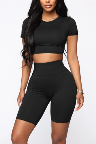 Black Fashion Casual Sports Two-piece Set