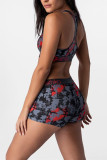 Grey Sexy Fashion Printed Shorts Swimsuit Two-piece Set