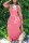 Rose Red Sexy Fashion U-neck Sleeveless Dress