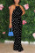 Black Sexy Polka Dot Print Sleeveless Jumpsuit