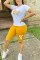 Yellow Fashion Casual Printed Short Sleeve Shorts Set